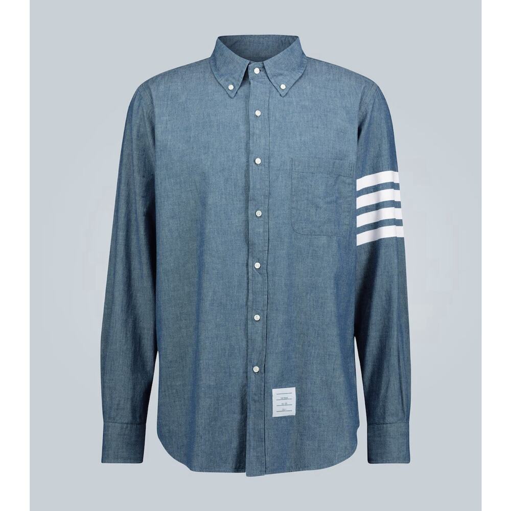 NWT Thom Browne Chambray 4-bar Shirt Size 3 Made in Italy